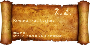 Kovacsics Lajos névjegykártya